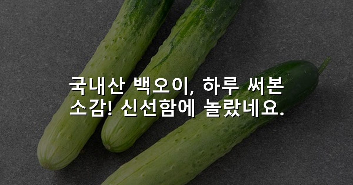국내산 백오이, 하루 써본 소감! 신선함에 놀랐네요.
