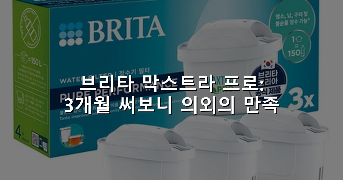 브리타 막스트라 프로: 3개월 써보니 의외의 만족