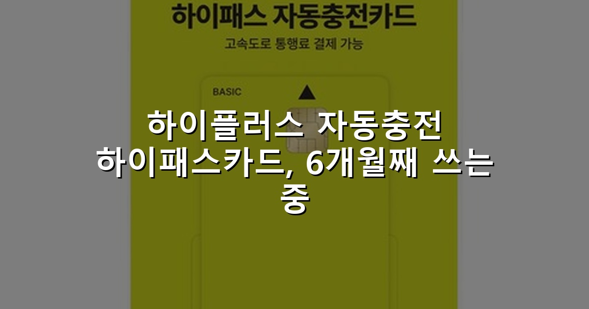 하이플러스 자동충전 하이패스카드, 6개월째 쓰는 중