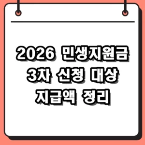 2026민생지원금3차 신청 대상과 지역별 지급액 완벽 정리