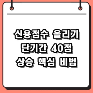 신용점수 올리기 단기간 40점 상승을 위한 실전 전략