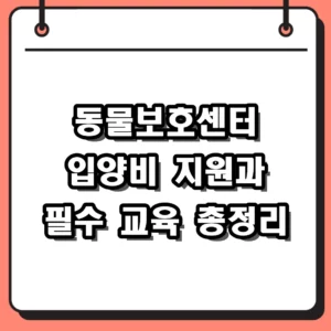 동물보호센터 유기동물 입양비 지원 및 2026년 필수 교육 이수 방법