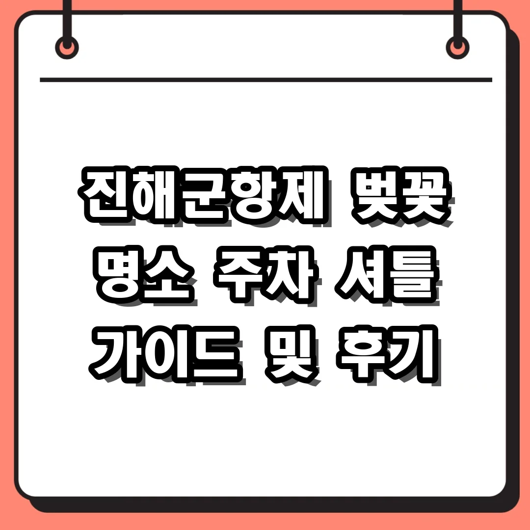 진해군항제 벚꽃 명소 주차 셔틀 가이드 및 후기