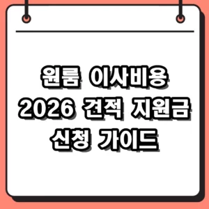 원룸 이사비용 2026년 최신 견적 및 지원금 40만원 받는 법