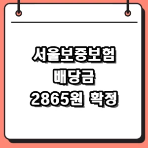 서울보증보험 배당금 2865원 확정 지급일 및 수익률 정리