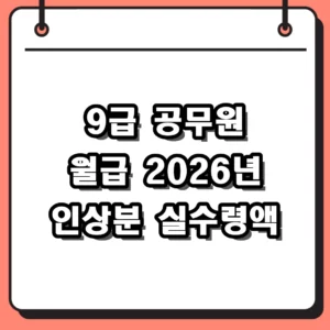2026년 9급 공무원 월급 인상률과 1호봉 실수령액 계산 결과