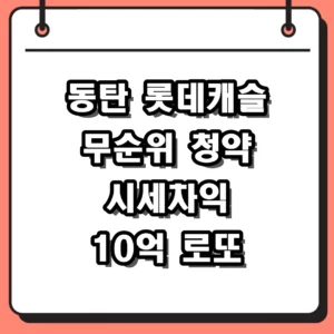 동탄 롯데캐슬 무순위 청약 시세차익 10억 로또 단지 분석