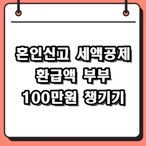 혼인신고 세액공제 환급액 부부 합산 100만원 조건 및 신청 방법