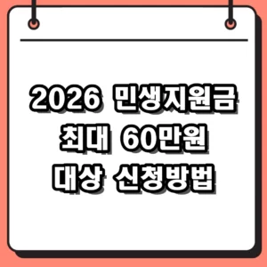 2026 민생지원금 신청 대상 및 1인당 60만원 지급 방법 정리