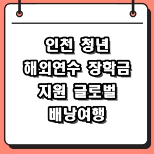 인천 청년 해외연수 신청 자격 및 지원 혜택 2026년 모집 정보