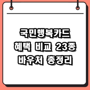 2026 국민행복카드 혜택 비교 카드사별 사은품 및 신청방법