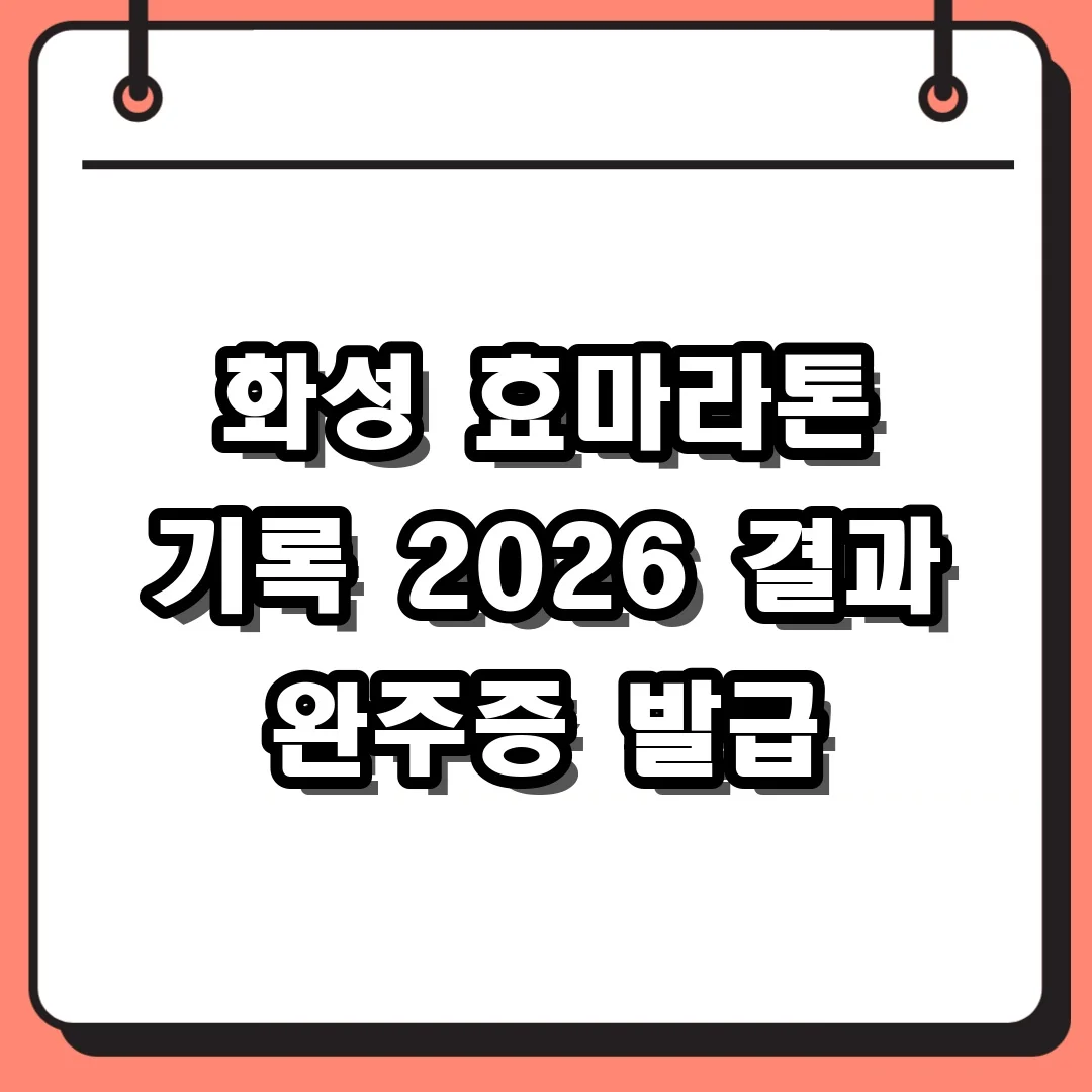 화성 효마라톤 기록 2026 결과 완주증 발급