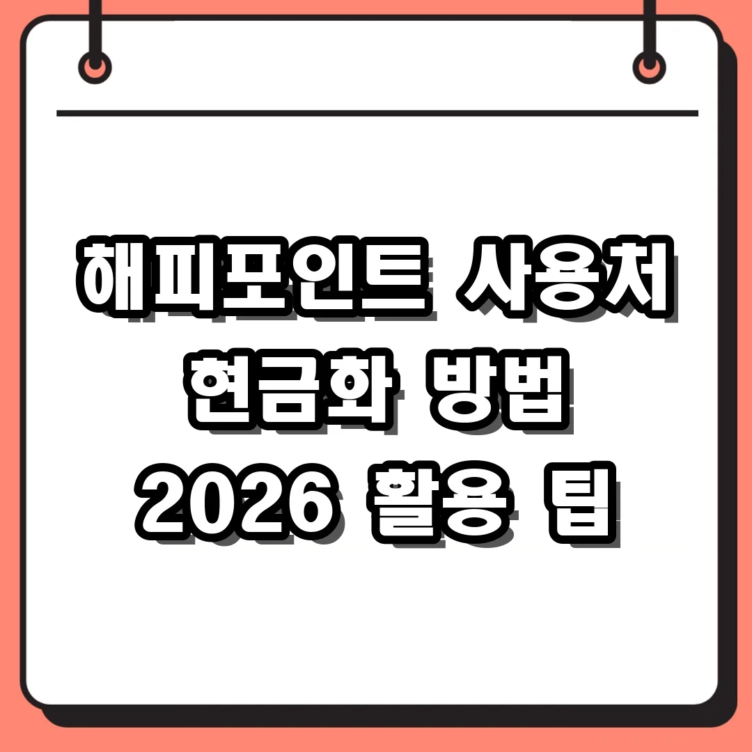 해피포인트 사용처 현금화 방법 2026 활용 팁