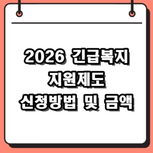 2026 긴급복지 지원제도 신청방법 및 지원금액 위기 사유 총정리