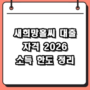 2026 새희망홀씨 대출 자격 및 소득 기준 한도 금리 총정리