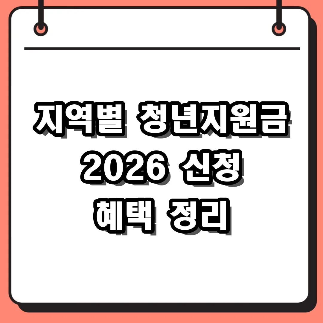 지역별 청년지원금 2026 신청 혜택 정리