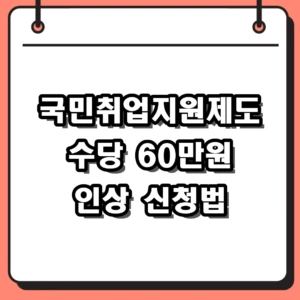 2026년 국민취업지원제도 수당 60만원 인상 및 신청 방법 정리