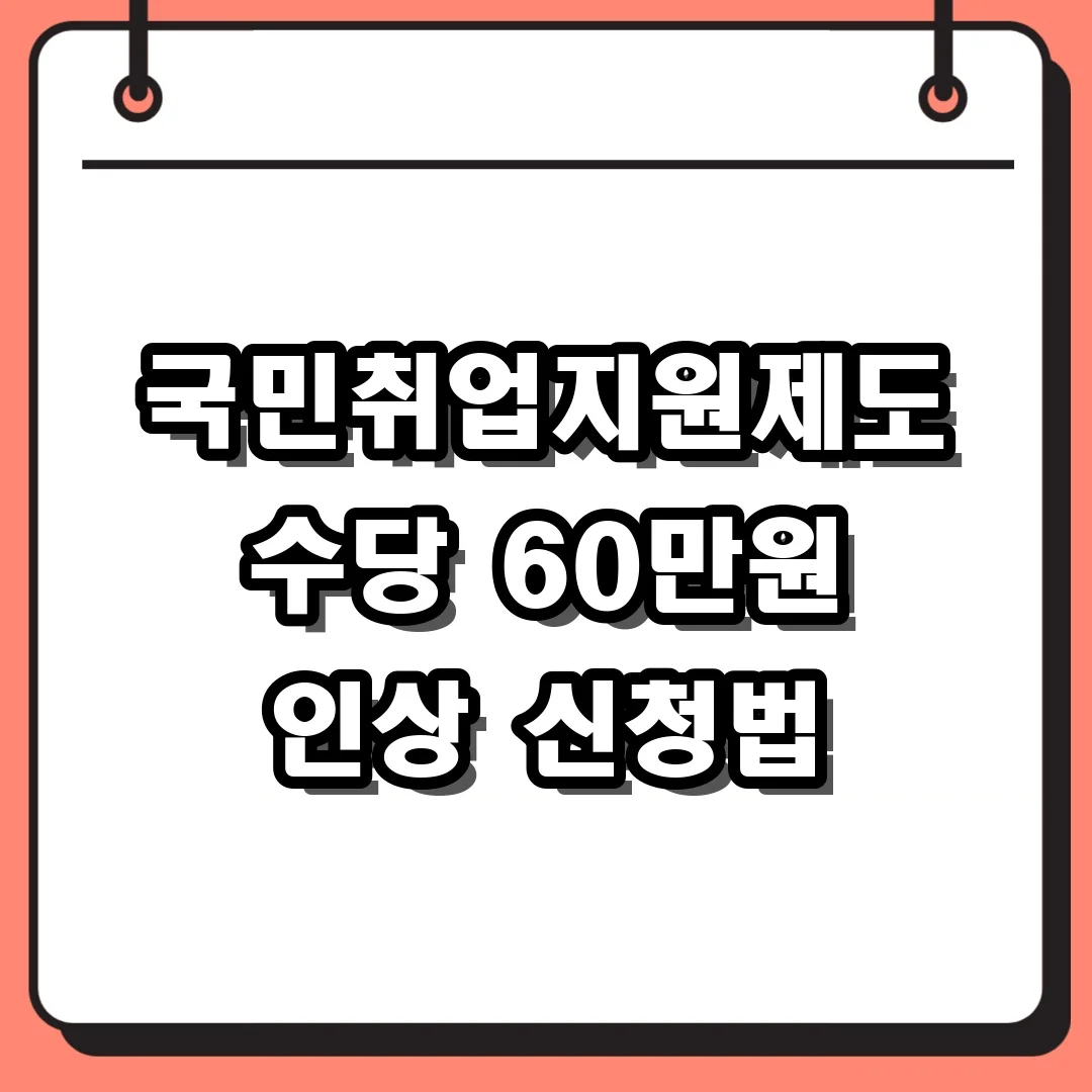 국민취업지원제도 수당 60만원 인상 신청법