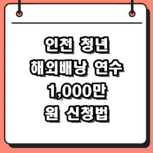 인천 청년 해외배낭 연수 2026 신청 방법 및 장학금 혜택 정리