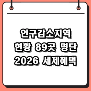 인구감소지역 현황 89곳 명단과 2026년 세제 혜택 총정리