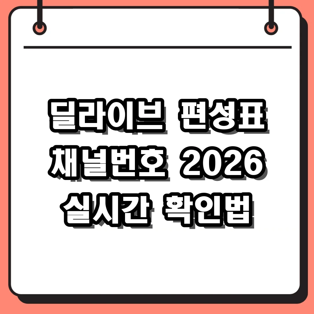 딜라이브 편성표 채널번호 2026 실시간 확인법