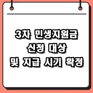 2026년 3차 민생지원금 신청 방법 대상 및 지급 시기 총정리