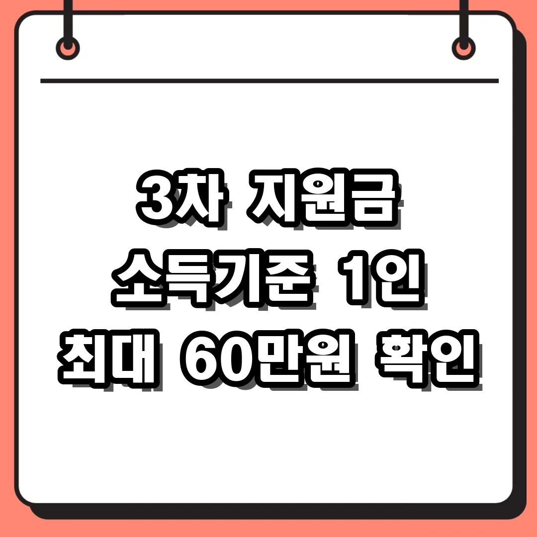 3차 지원금 소득기준 1인 최대 60만원 확인