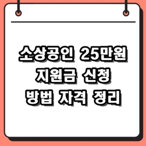 2026년 소상공인 25만원 지원금 신청 방법 및 자격 조건 총정리