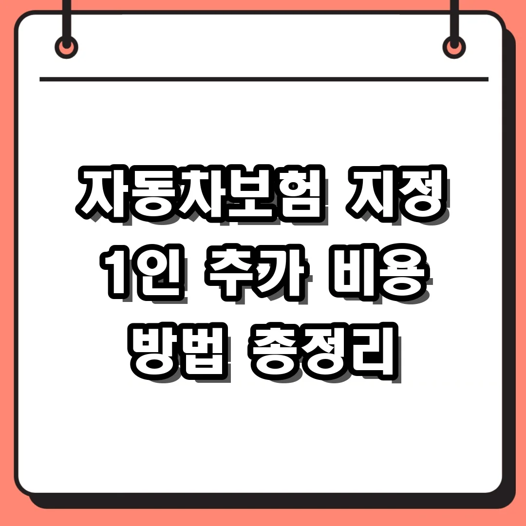 자동차보험 지정 1인 추가 비용 방법 총정리