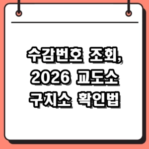 수감번호 조회 방법 2026년 최신 교도소 구치소 확인 가이드