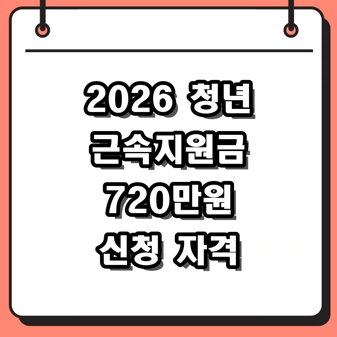 2026 청년 근속지원금 720만원 신청 자격