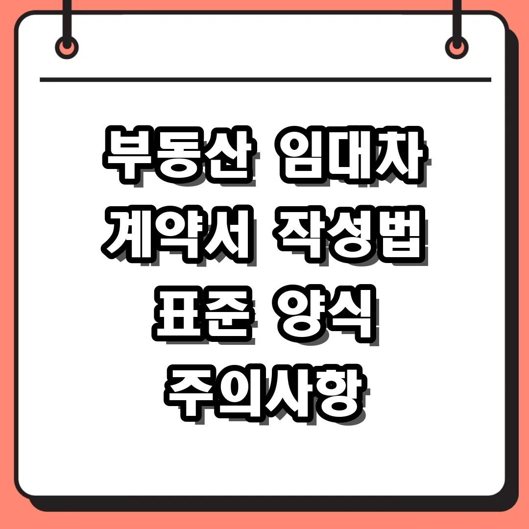 부동산 임대차 계약서 작성법 표준 양식 주의사항