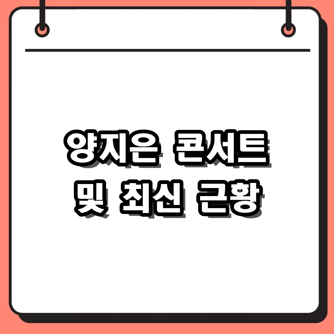 양지은 콘서트 및 최신 근황