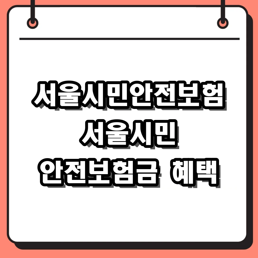 서울시민안전보험 서울시민 안전보험금 혜택