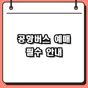 공항버스 예매 전 시간표와 지역별 노선 확인 팁