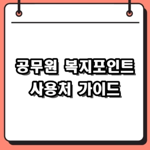 공무원 복지포인트 사용처 완벽 가이드: 2026 가맹점 및 조회 방법
