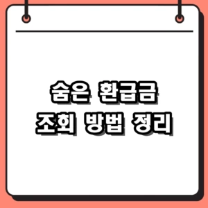 2026년 숨은 환급금 조회 방법 총정리 (세금, 건강보험, 병원비)