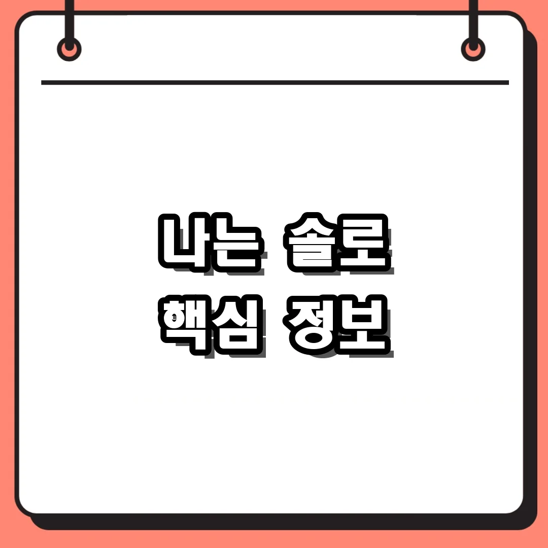 나는 솔로 핵심 정보