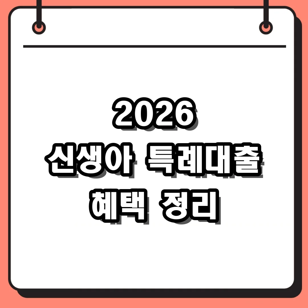 2026 신생아 특례대출 혜택 정리