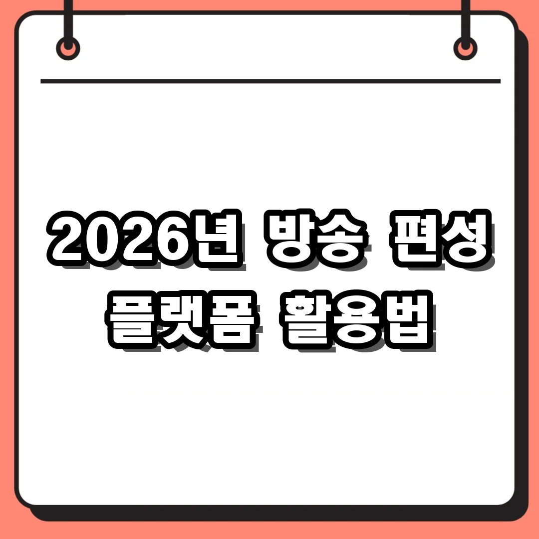 2026년 방송 편성 플랫폼 활용법