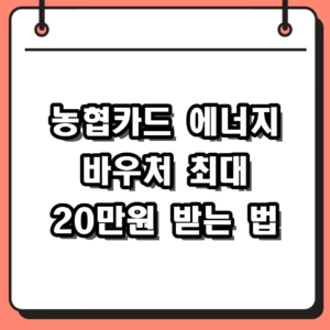 2026년 농협카드 에너지 바우처 신청 방법과 지원 금액 총정리