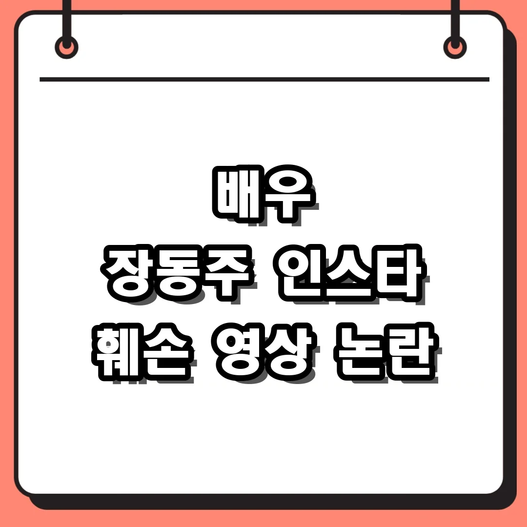 배우 장동주 인스타 훼손 영상 논란
