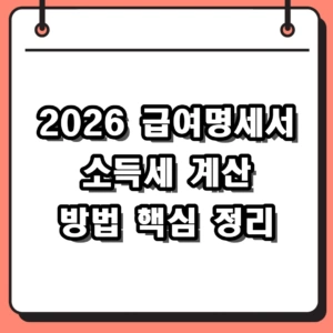 2026 급여명세서 소득세 계산 방법 및 3.3% 공제항목 핵심 가이드