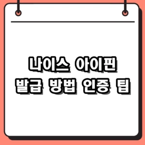 나이스 아이핀 발급 방법 및 휴대폰 없는 분들 인증 팁