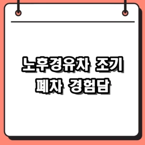 2026 노후경유차 조기 폐차 절차 및 보조금 신청 후기