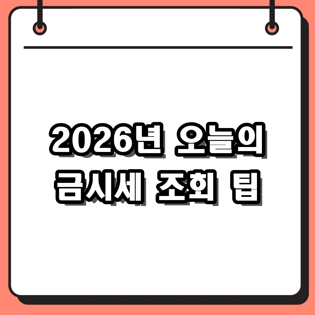 2026년 오늘의 금시세 조회 팁