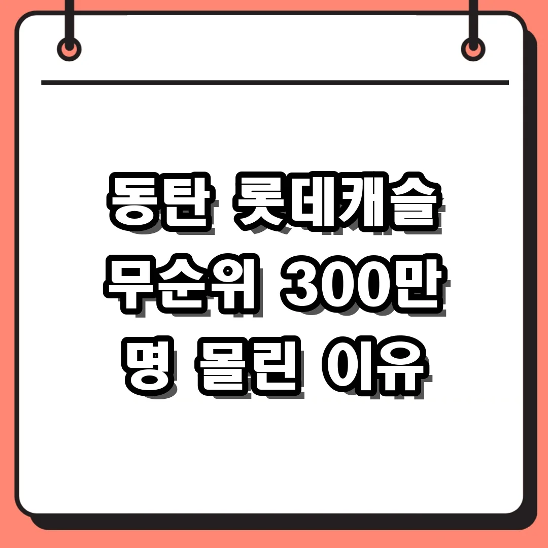 동탄 롯데캐슬 무순위 300만 명 몰린 이유