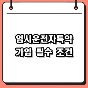 임시운전자특약 가입 조건과 가격, 당일 신청 주의사항 정리