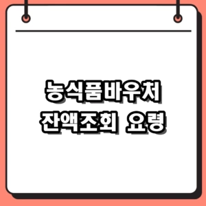 농식품바우처 잔액조회 및 사용처 정확히 확인하는 방법
