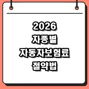 2026년 차종별 자동차보험료 비교 및 첫 차 유지비 절감 가이드